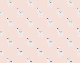 Hibiscus Fabric - "Alpacas Blush" by Simple Simon Co for Riley Blake. Pink Llama fabric. 100% Cotton. C11541 Blush