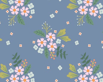 Floral Fabric - "Floral Blue" from Community Collection by Citrus & Mint Designs for Riley Blake Designs.  100% cotton - C11102 Blue