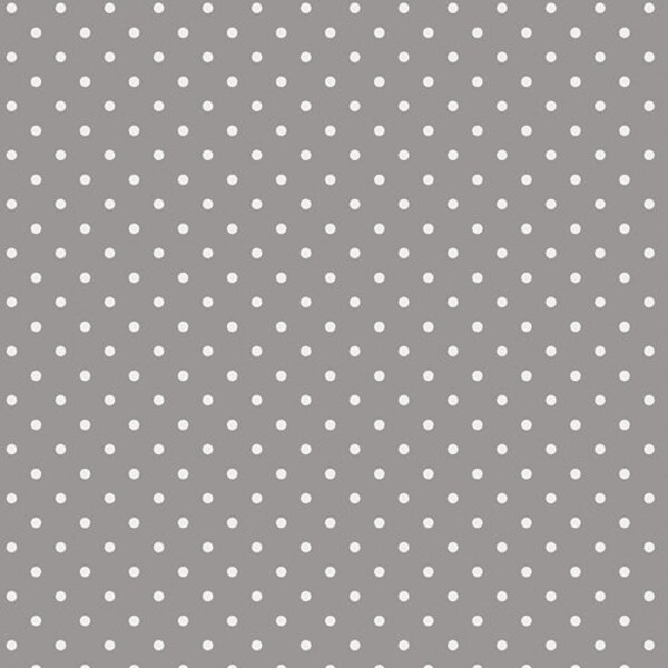 Grey Dot Fabric "Petits Dots Ash" from Les Petits by Amy Sinibaldi for Art Gallery- White Dots on Gray - 100% premium cotton. LEP-710