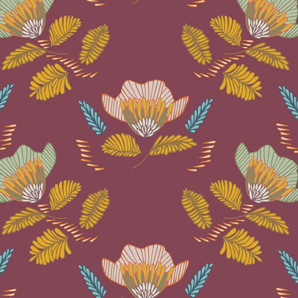 Autumn Vibes Fabric "Pressed Ablossom Auburn" by Maureen Cracknell for Art Gallery Fabrics. Fall leaves.  100% premium cotton. ATV-87203