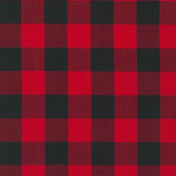 Red and Black One Inch Plaid Woven Fabric from Robert Kaufman. Carolina Gingham 1" - Red Black Checkers - 100% cotton. P-9811-93 SCARLET