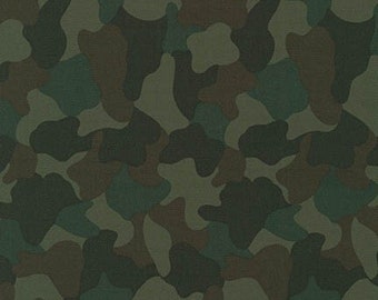 FAT QUARTER only 18"x22" - Camouflage Print Fabric - Sevenberry Classics -Robert Kaufman  -Heavy Weight Dark Green Olive Camo - 100% cotton