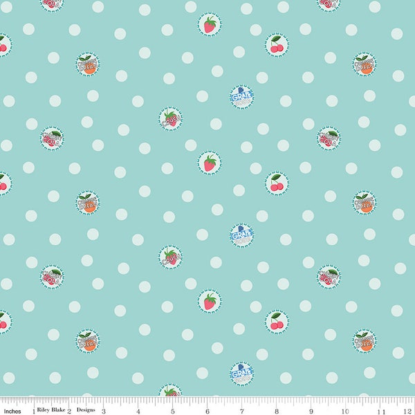 Summer Fabric - Bottlecaps Songbird - Summer Picnic by Melissa Mortenson for Riley Blake - 100% cotton. C10752 Songbird