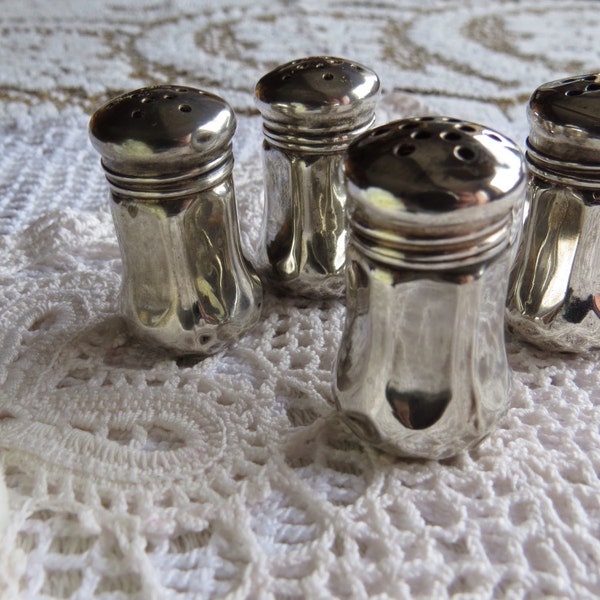 Vintage Set of STERLING SALT & PEPPER Shakers Miniature Small Serving Sterling Silver Fine Dining Table Setting