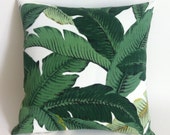 Outdoor Dark Green Tropical Jungle Zipper Pillow Cover Leaves Pillow Dark Green Banana leaf 20x20 12x18 Lumbar Martinique Decor-6FL5