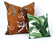 Euro Sham "Le Tigre" Tropical Jungle Zipper Pillow Cover Safari Designer Pillow cover Tropical Scalamadre Style 24x24 26x26-6W9E
