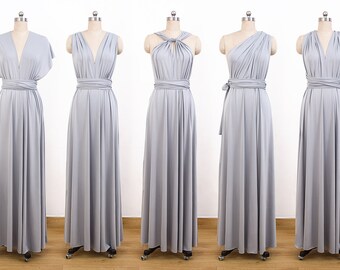 Gray Maxi Infinity Dress, Convertible Bridesmaid Dress, cheap prom dress, Evening Dress,Multiway Dress, Wrap Dress, formal Dress
