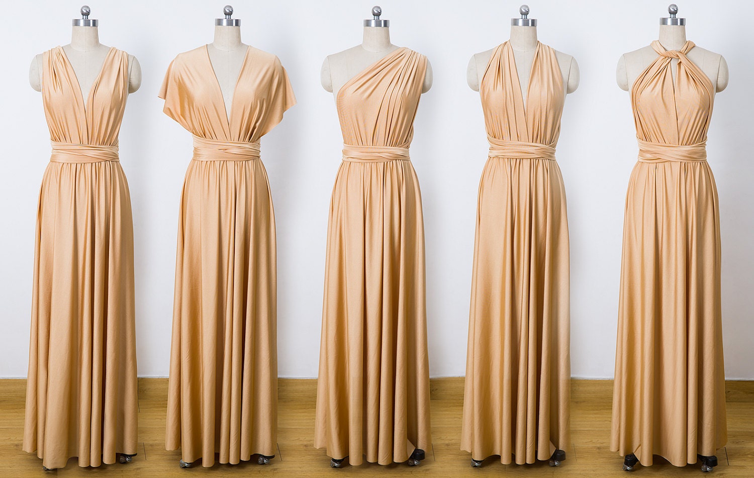 Gold Maxi Infinity Dress  Convertible  Bridesmaid  Dress  