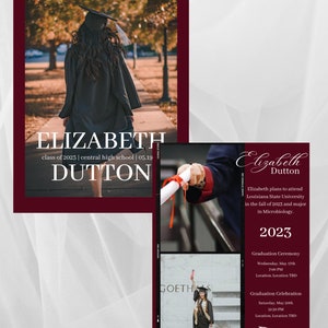 Central High School CHS Graduation Announcement Invitation - Class of 2023 Announcement Template Canva Custom Editable