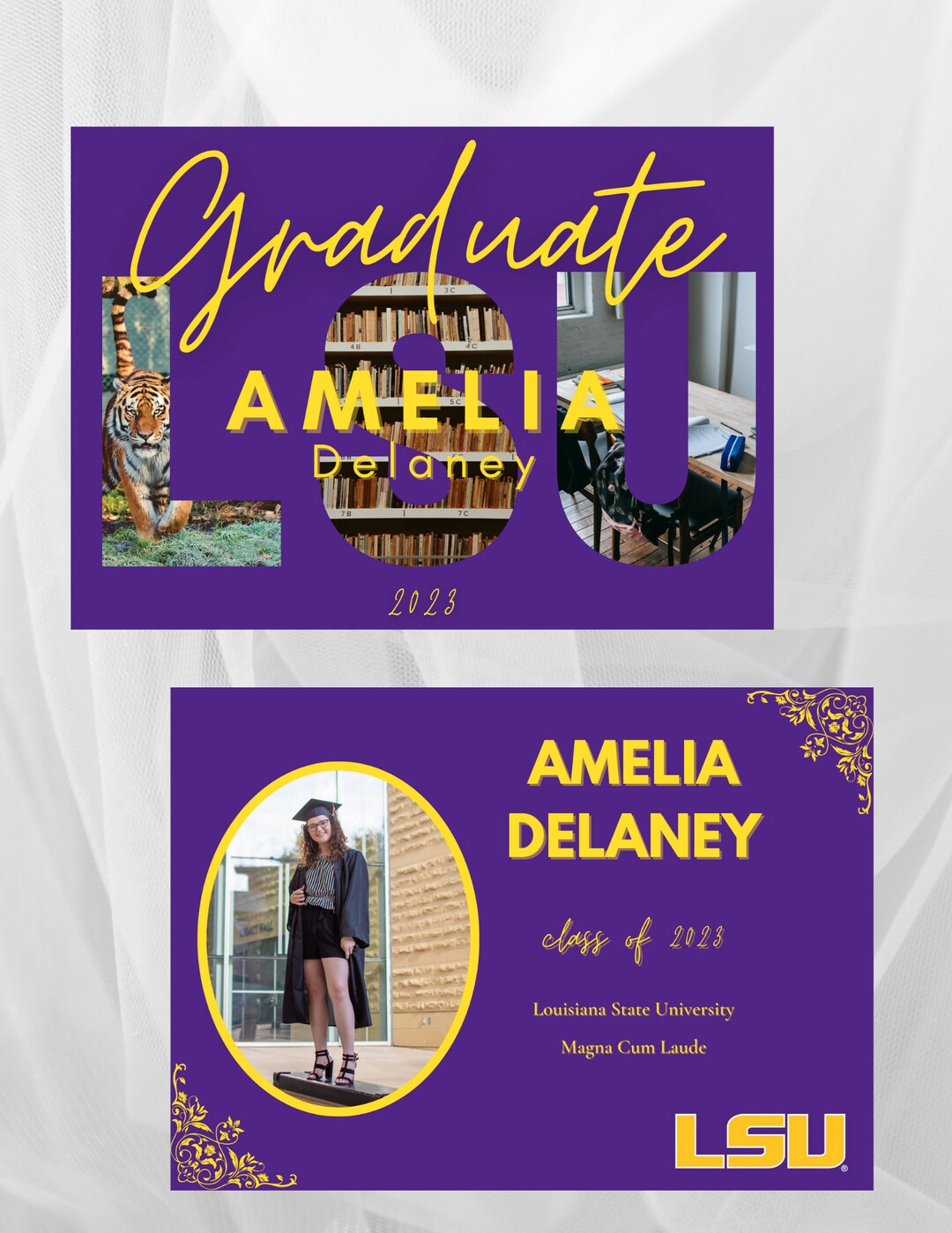LSU Graduation Announcement Louisiana State University Canva Etsy