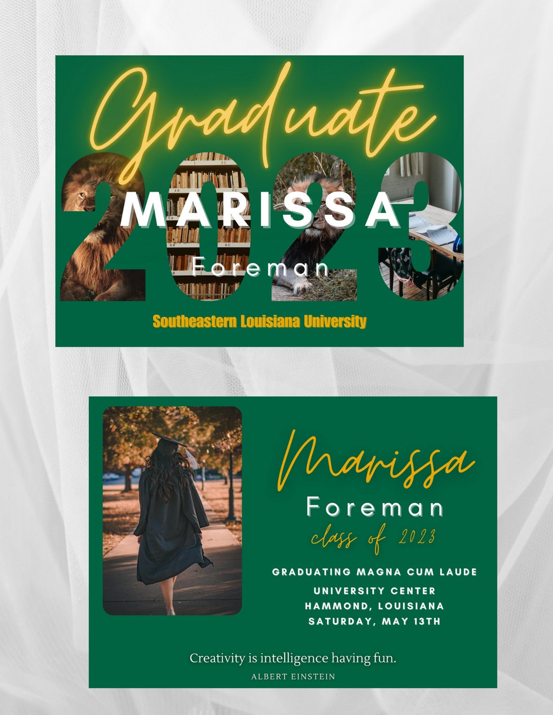 SELU Southeastern Louisiana University Graduation Announcement