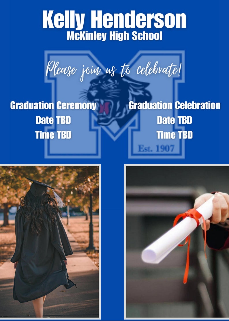 Mckinley High School Graduation 2023 Announcement Custom Editable
