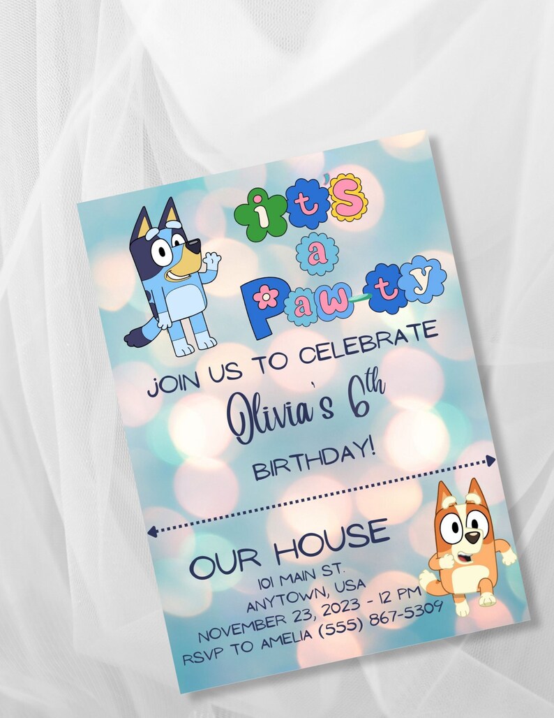Bluey Birthday Party Invitation Digital Template Editable Etsy
