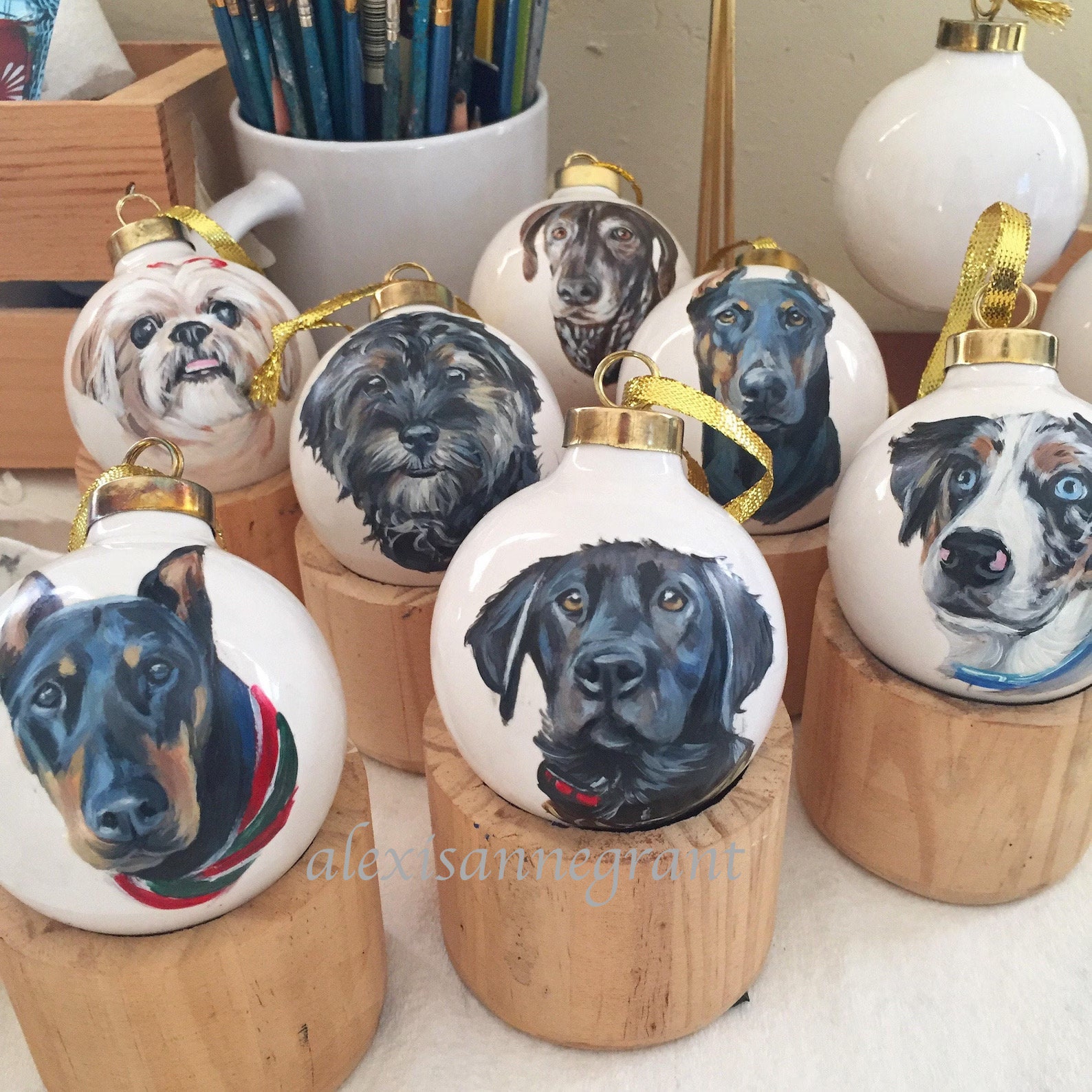 Hand Painted Dog Ornament, Custom Pet Ornament, Pet Portrait