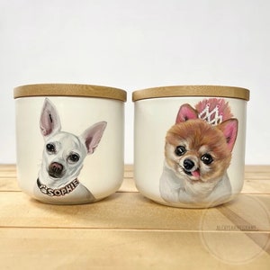 Pet Portrait Urn, Hand Painted, Ceramic Jar with Wood Lid, small pet up to 10lbs image 9