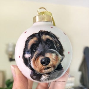 Custom Ceramic Ornament, Painted from Photo, Personalized Pet Portrait, Gift for Her, Dog Mom, Christmas Decor, Memorial Art, Special Gift