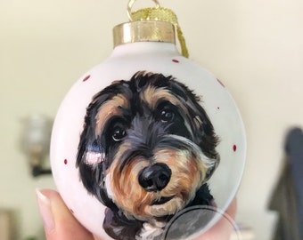 Custom Ceramic Ornament, Painted from Photo, Personalized Pet Portrait, Gift for Her, Dog Mom, Christmas Decor, Memorial Art, Special Gift