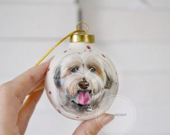 Ornaments and Accents, Custom Art, Personalized Pet Portrait, Hand Painted Bauble, Cute Present, Gift for Him, Dog Parent, Housewarming Gift