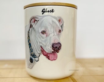 Pet Portrait Urn, Hand Painted, Urns and Memorials, Extra Large Urn, Rainbow Bridge, Ceramic Cremation Urn, extra large 95lbs