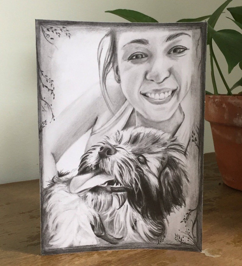 Custom Greeting Card Hand Drawn Portrait Drawing Birthday Etsy