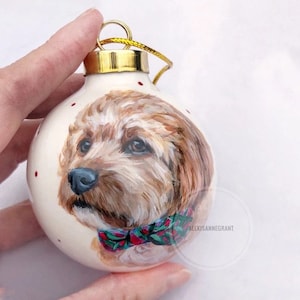 Personalized Bauble, Dog Portrait, Christmas Ornament, Hand Painted, Mother's Day, Animal Lovers, Gift for the Holiday, Christmas Decor