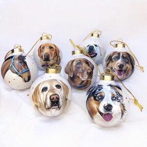 Custom Ornament, Pet Portrait, Dog Bauble, Dog Portrait, Cat Mom Gift, Wedding Gift, Bridal Shower Gift, Painted From Photo, Holiday Gifts image 3