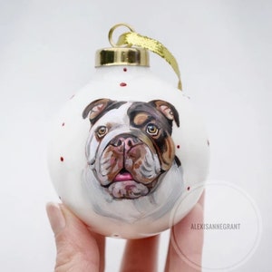 Custom Ornament, Pet Portrait, Dog Bauble, Dog Portrait, Cat Mom Gift, Wedding Gift, Bridal Shower Gift, Painted From Photo, Holiday Gifts image 4