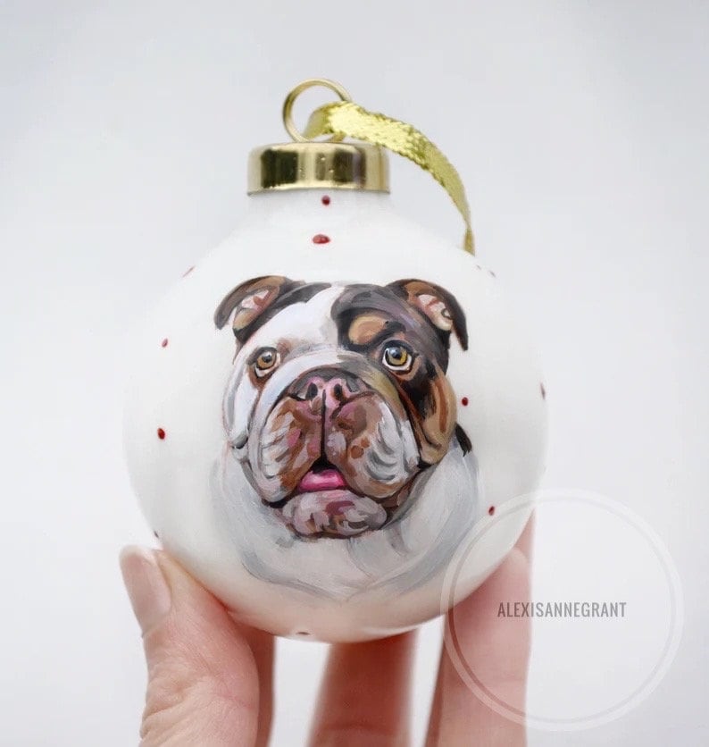 Custom Ornament, Pet Portrait, Dog Bauble, Dog Portrait, Cat Mom Gift, Wedding Gift, Bridal Shower Gift, Painted From Photo, Holiday Gifts image 4