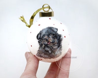 Custom Ornament, Hand-painted from photo, Pet Portrait, Housewarming Gift, Christmas Tree Decor, Personalized Ceramic Ornament