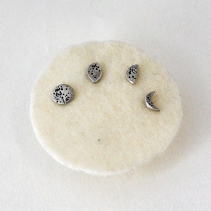 Moon Phase four earring set Sterling Silver image 1