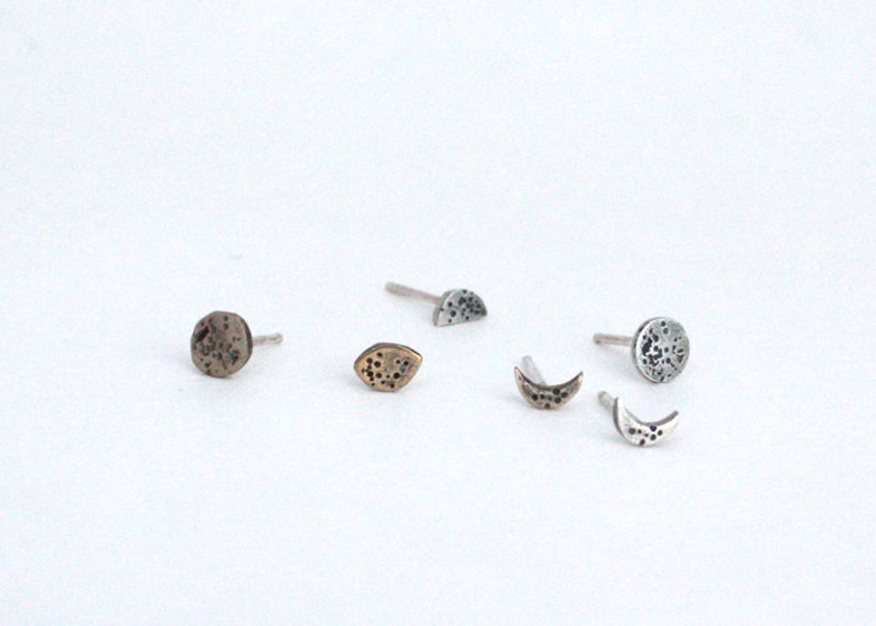 Moon Phase four earring set Sterling Silver image 3