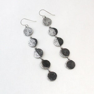 Moon Phase dangle earrings- Sterling Silver