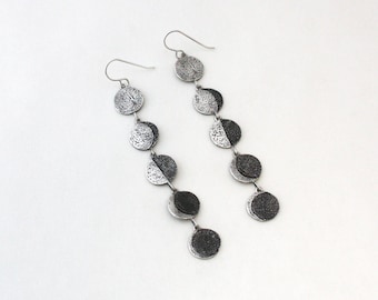 Moon Phase dangle earrings- Sterling Silver