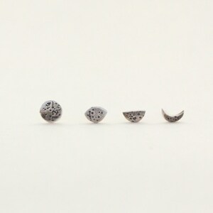 Moon Phase four earring set Sterling Silver image 2