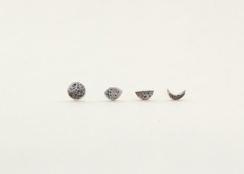 Moon Phase four earring set Sterling Silver image 2