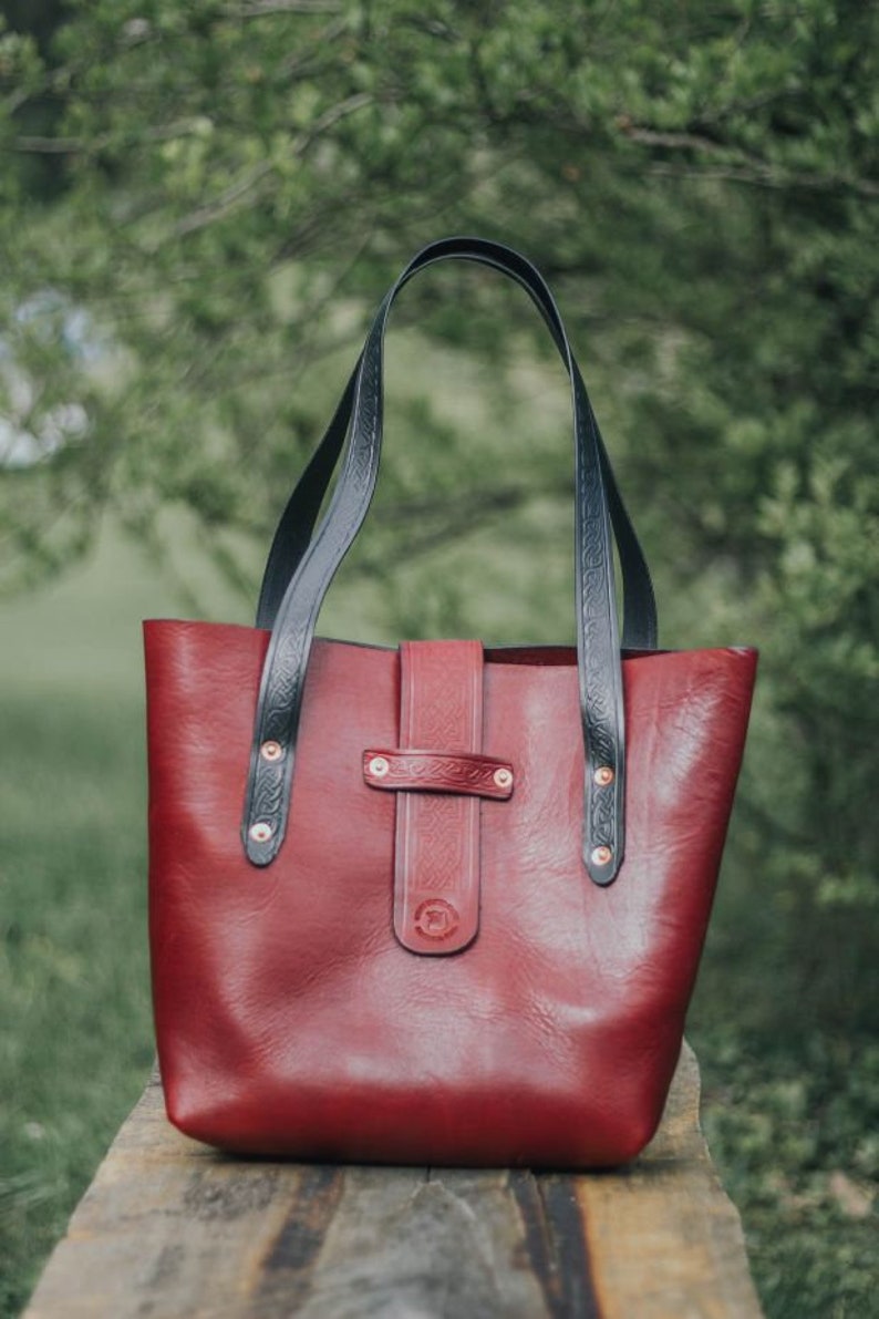 Handmade Leather Tote Bag in Medium Brown Etsy