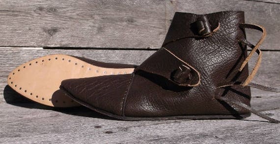 Viking boots Jorvik type Leather toggles Reenactment Larp renaissance UK Stock
