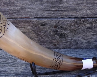 Viking Drinking Horn -- Vegvisir - 17" Long 17 ounces - #1628