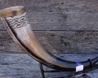 Viking Drinking Horn -- Vegvisir- 18" Long 18 ounces- #1626