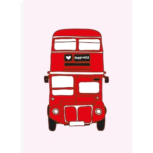 Happiness London Bus Card, London Red Bus mit Happiness, Grußkarte, London Red