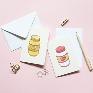 Zoete wenskaarten set, 2 geïllustreerde kaarten, mooie wenskaarten voor set, liefdeskaarten, speciale gelegenheidskaarten, unieke schattige kaarten