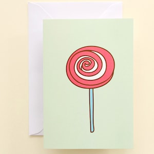 Sweetie Grußkarte, Lollipop Grußkarte, Lollipop Illustrated Karte, Grußkarten für sie, Lollipop Karte, Karte für Kinder