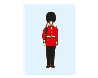 Queen's Guard Card, London Themed Card, Illustrated London Card, Greeting Card, London Queen's Guard, Illustration Card