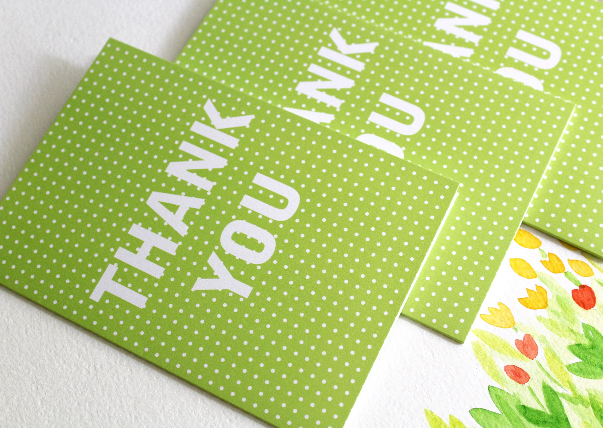 Thank You Card Green Thank You Card Patterned Card Thank Etsy