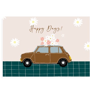 Geluk Wenskaarten, Happy Day Card, Mooie Wenskaart, Happy Card, Vintage Geïllustreerde Kaart, Wenskaarten