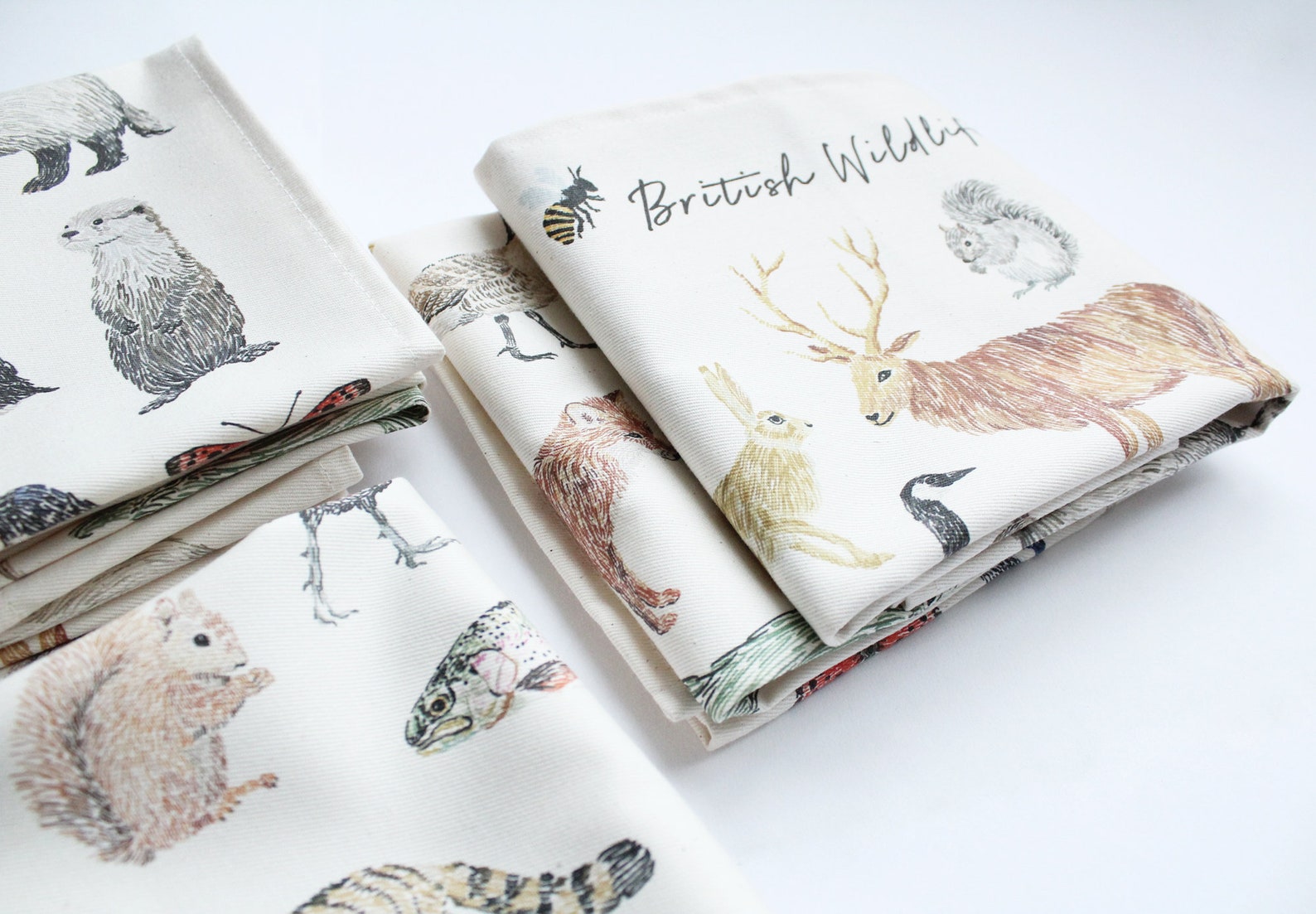 Wildlife Organic Tea Towel, 100 Organic Cotton, Kitchen Towel, Dish