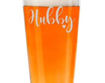 Hubby Glass, Personalized Glasses, Engraved Wine Glass, Engraved Beer Mug, Dad Gift, Groom Gift