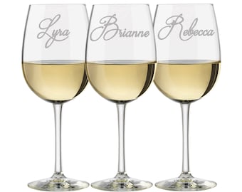 Personalized Wine Glasses, Wedding glasses, Bridesmaid Glasses, Maid of Honor Glasses, Laser engraved wine glasses