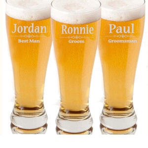 Personalized Beer Glass, Personalized Pilsner Glasses, Engraved Beer Mugs, Groomsman Glasses, Wedding Glasses,