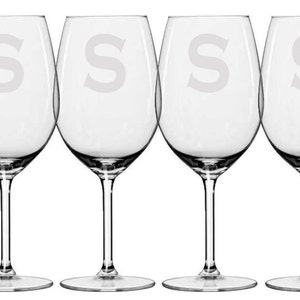 Monogrammed Wine Glasses, Personalized Wedding Glasses, Bridesmaid Glasses, Maid of Honor Glasses